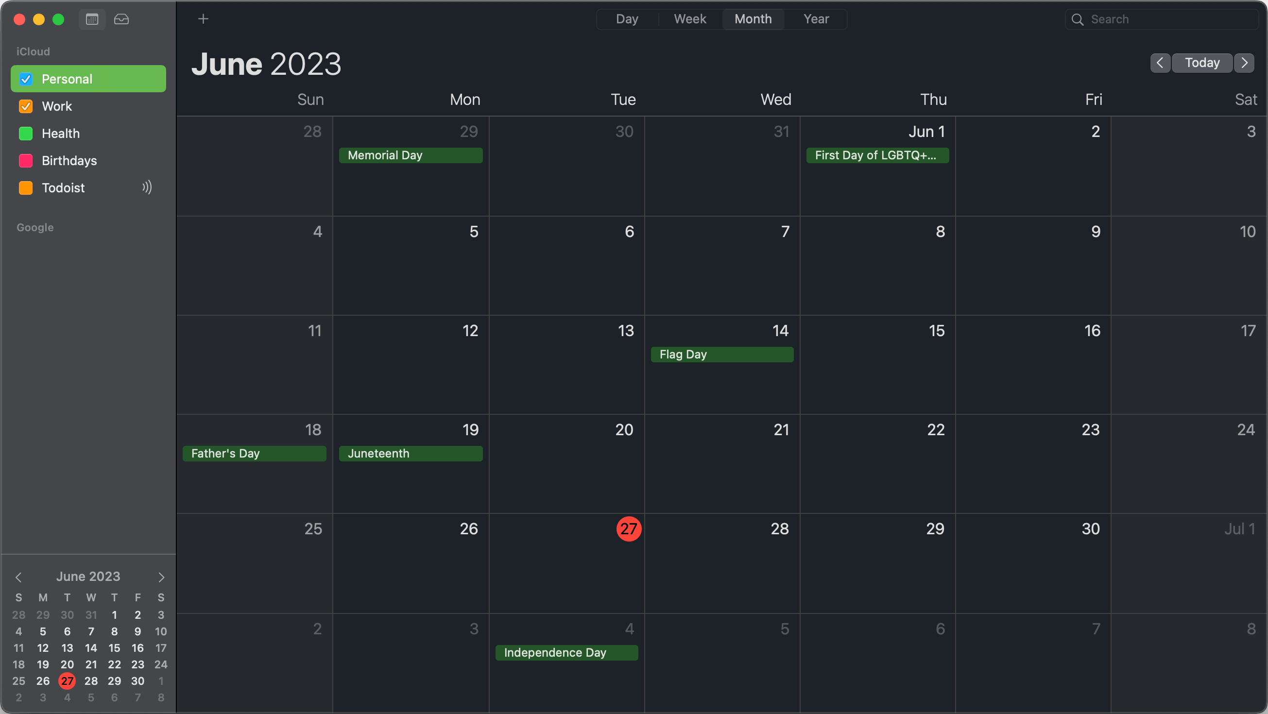 Work from home app - Apple Calendar