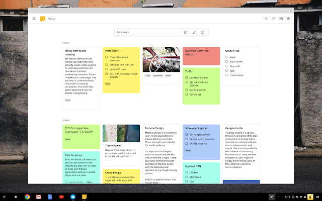 Work from home app - Google Keep