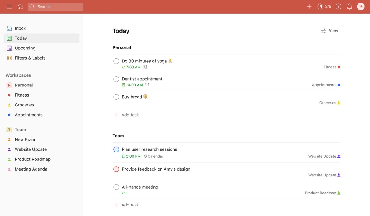Work from home app - Todoist